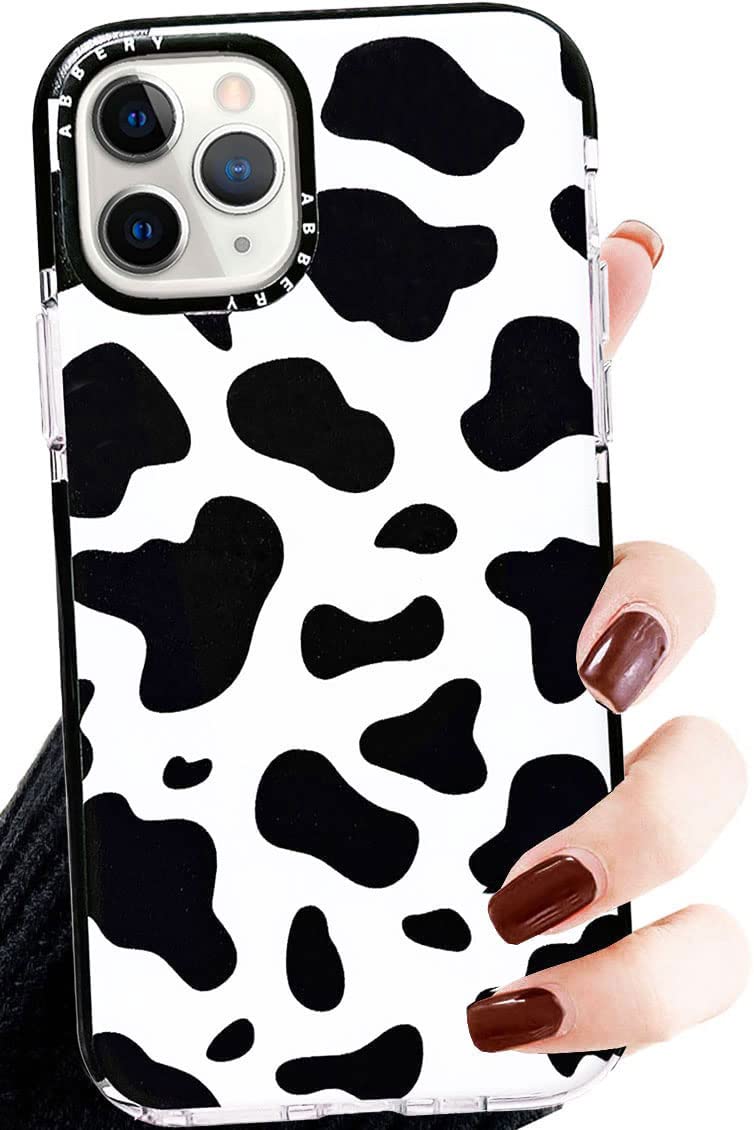 Abbery Designed For Iphone 11 Pro Case Cow, Cute Clear With Cow Print Pattern Design Soft Silicone Tpu Sturdy Shockproof Protect