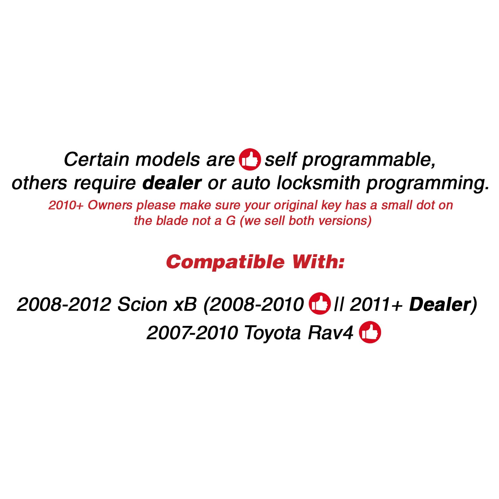 Keylessoption Keyless Entry Remote Control Car Unut Key Fob For Toyota Rav4 Yaris Scion Xb Hyq12Bby (Pack Of 2)