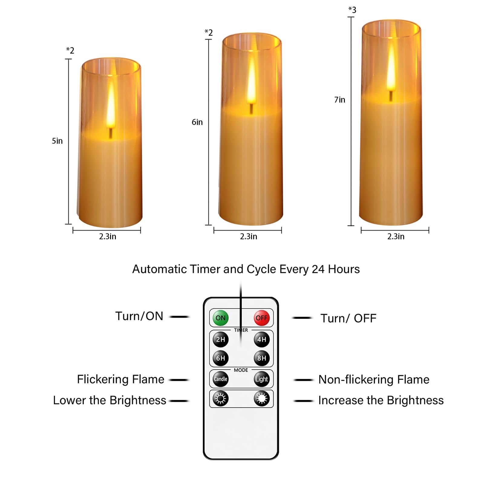 Nimiko Flickering Flameless Candles 7Pcs Upgraded Realistic Dancing Flame Battery Operated Candles,Led Candles With Remote And T