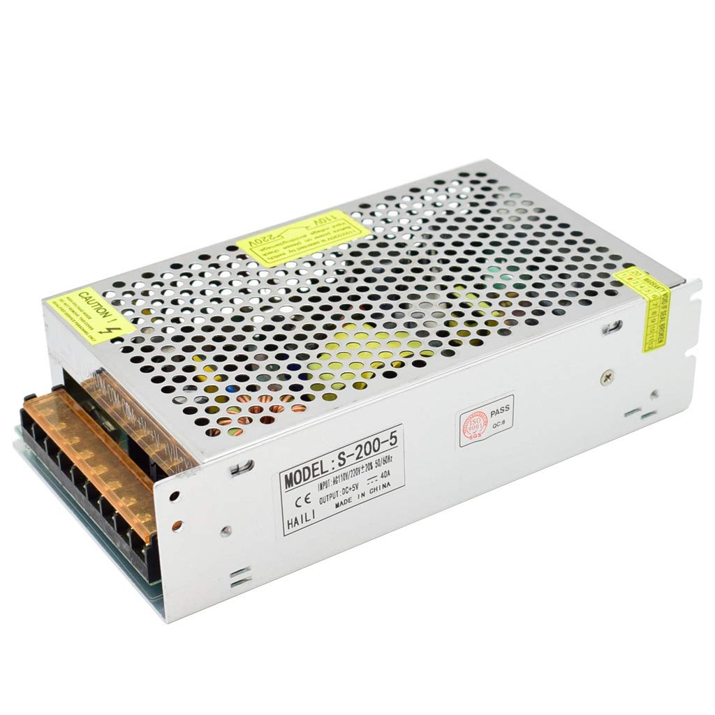 Switching Power Supply 110V/220V Ac To Dc 5V 40A 200W Transformer Converter For Cctv Camera, Security System, 3D Printer, Comput