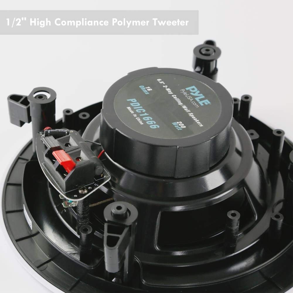 Pyle Pair 6.5    Flush Mount In Wall In Ceiling 2 Way Speaker System Spring Loaded Quick Connections Changeable Round/Square Gri