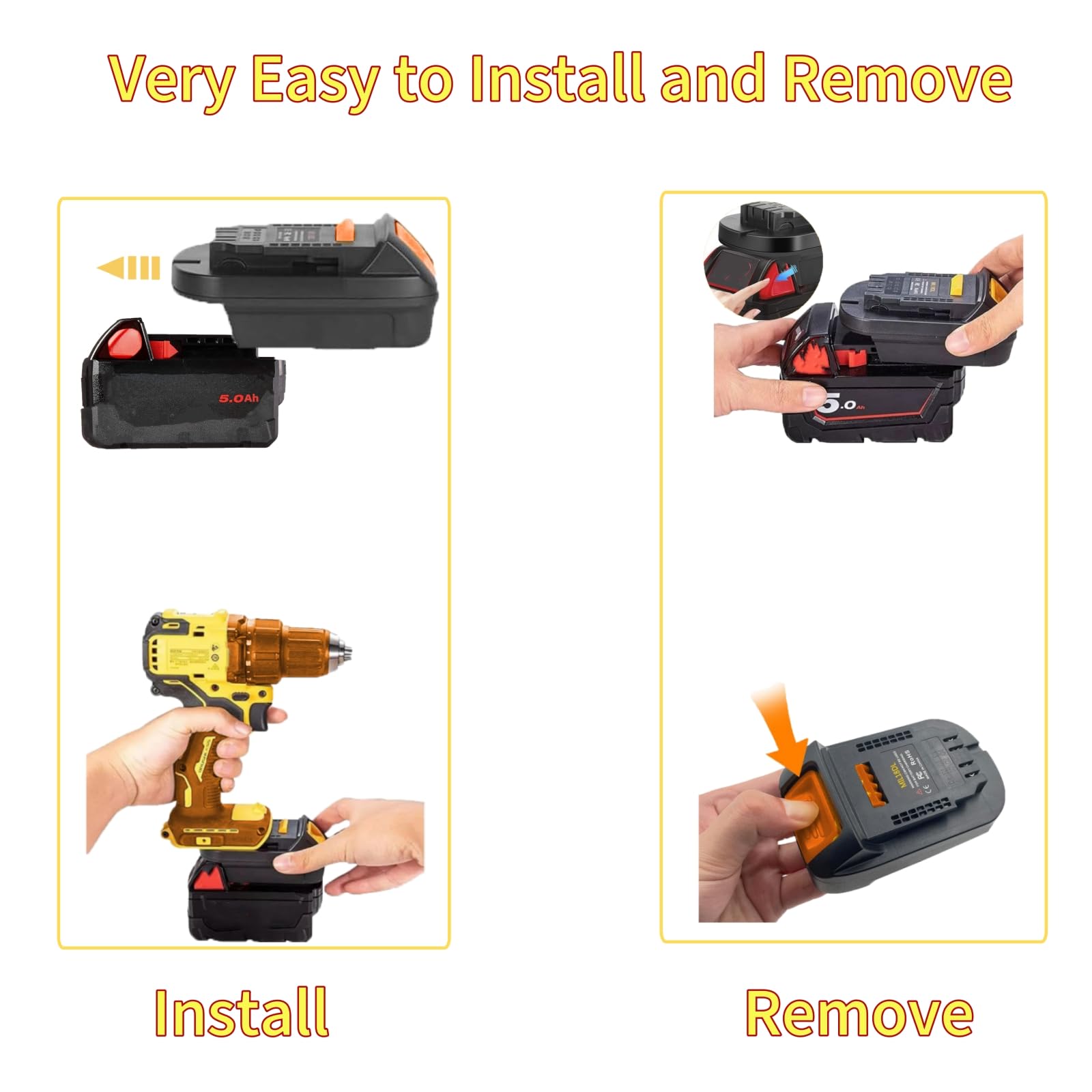 For Dewalt To For Milwaukee Battery Adapter (Only Adapter Included) (For M18 Battery To For Dewalt 20V Tools)
