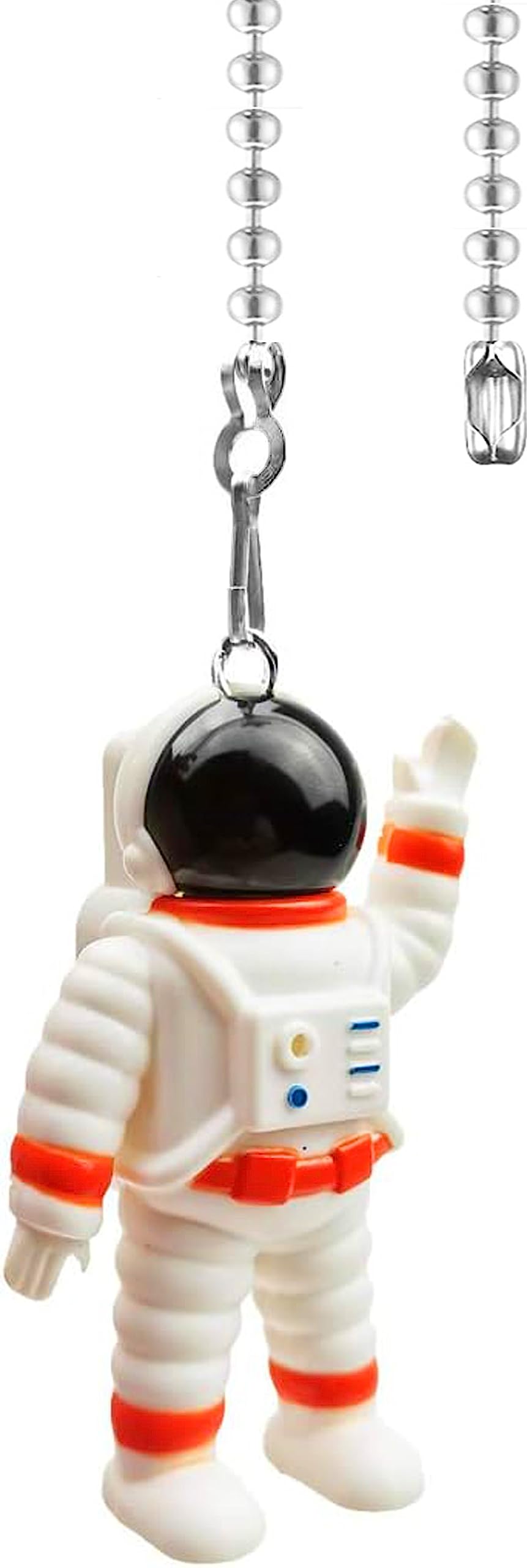 Hyamass 12 Inch Orange Spaceman Charm Pendant Ceiling Fan Danglers Fan Pulls Chain Extender With Ball Chain Connector (Nickel)
