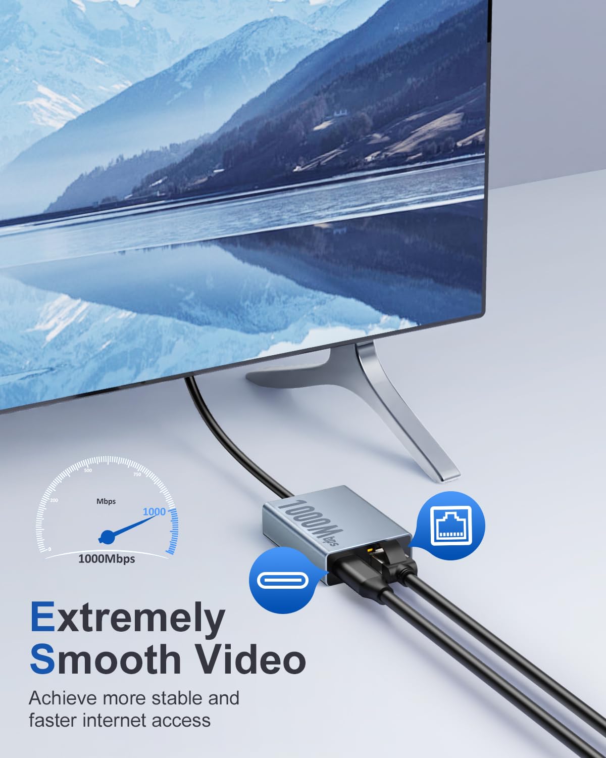 Zexmte Gigabit Ethernet Adapter For Chromecast With Google Tv, Usb C To Rj45 1000Mbps Ethernet Adapter Compatible With Chromecas