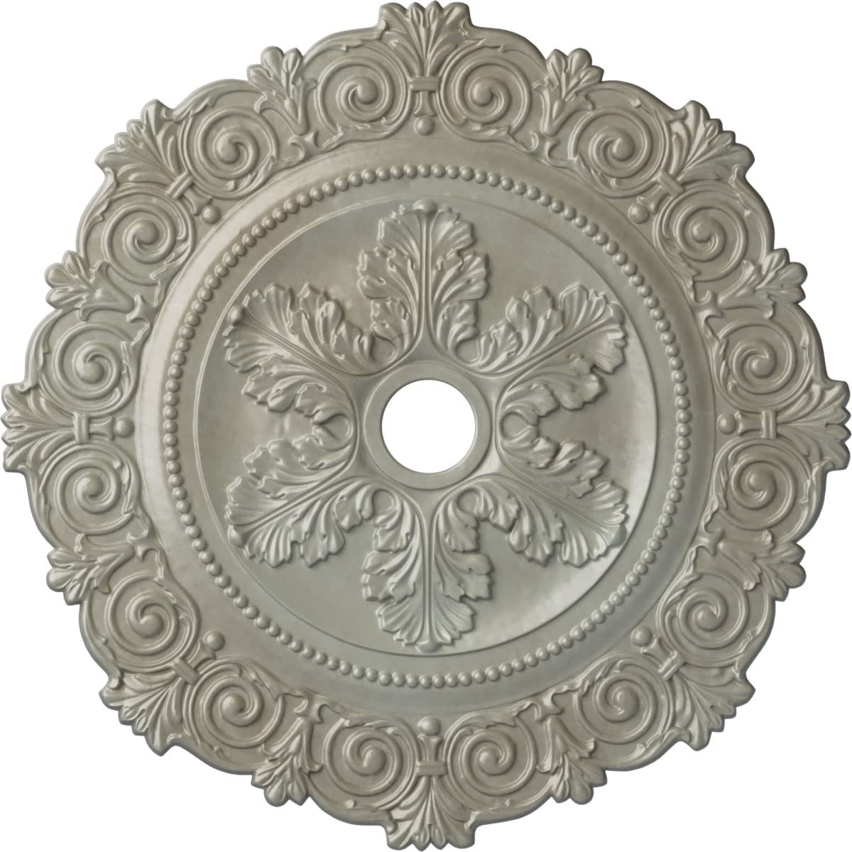 Ekena Millwork CM33SCFLS 33 1/4OD X 3 5/8ID X 1P Scroll Ceiling Medallion Fits Canopies Up To 3 5/8, Flash Gold