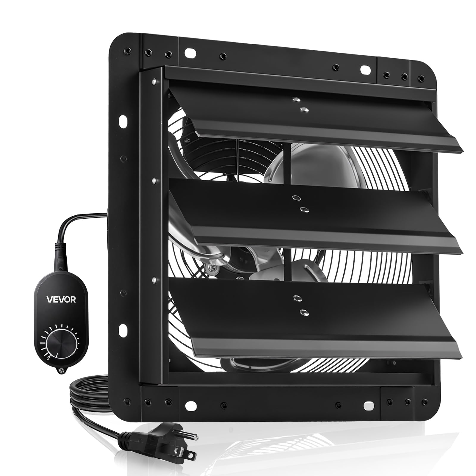 VEVOR 12 inch Shutter Exhaust Fan, Wall Mounted Attic Vent Fan with Variable Speed Controller, 1100 CFM, AC Motor, Heavy-duty St