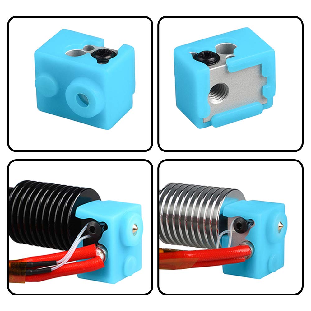 3D Printer Heater Block Silicone Cover, Aokin V6 Silicone Sock For Clone E3D V6 Hotend Extruder, 3 Pcs, Black