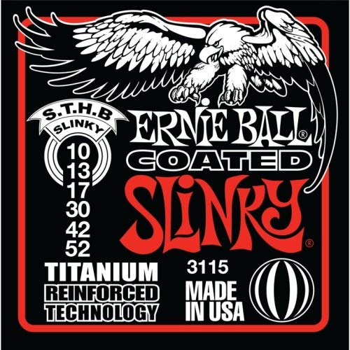 Ernie Ball Skinny Top Heavy Bottom Slinky Coated Titanium Rps Electric Guitar Strings 10 52 Gauge