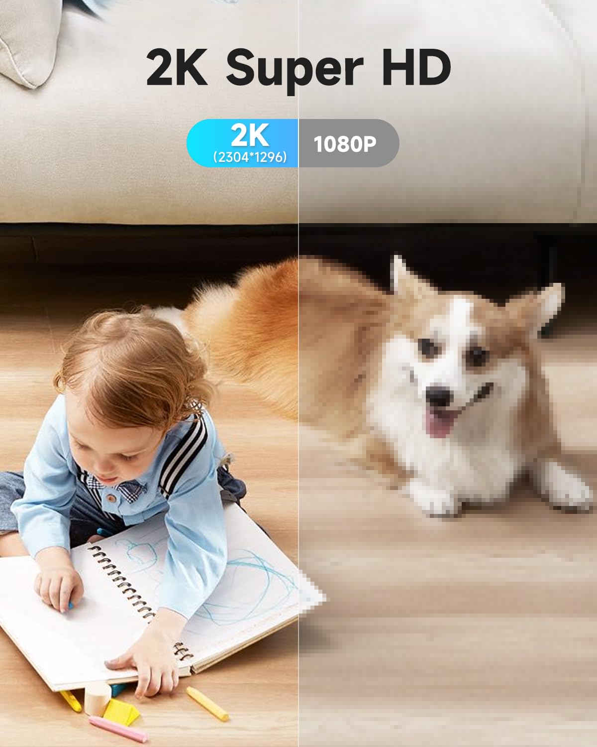 Jaiotlink 2K 2.4G/5G Dual Band Security Camera Indoor, Plug In Cameras For Home Security, Baby/Pet Wifi Camera With Phone App, S