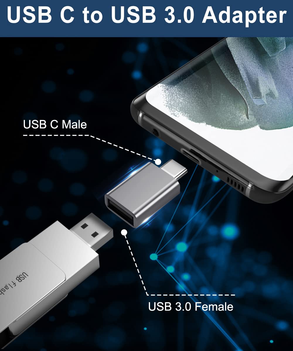 Basesailor Usb C To Usb Adapter 3 Pack,Usb C Male To Usb A 3.0 Female Adapter,Type C Thunderbolt 4 Otg Converter For Apple Macbo