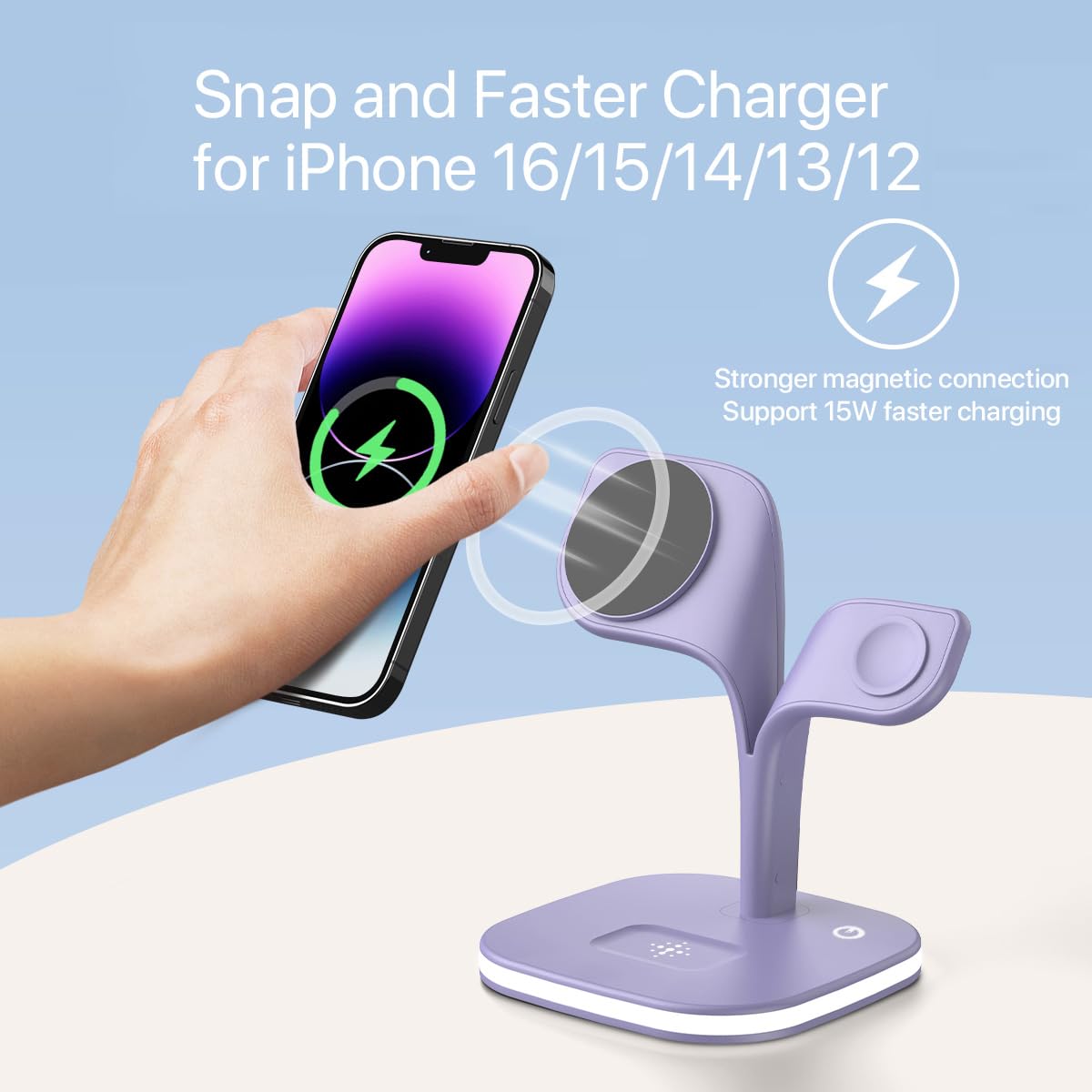 Exw Magnetic Wireless Charger, Charging Station, 5 In 1 Fast Mag Safe Wireless Charger Stand For Iphone 16 15 14,13,12 Pro/Max/M