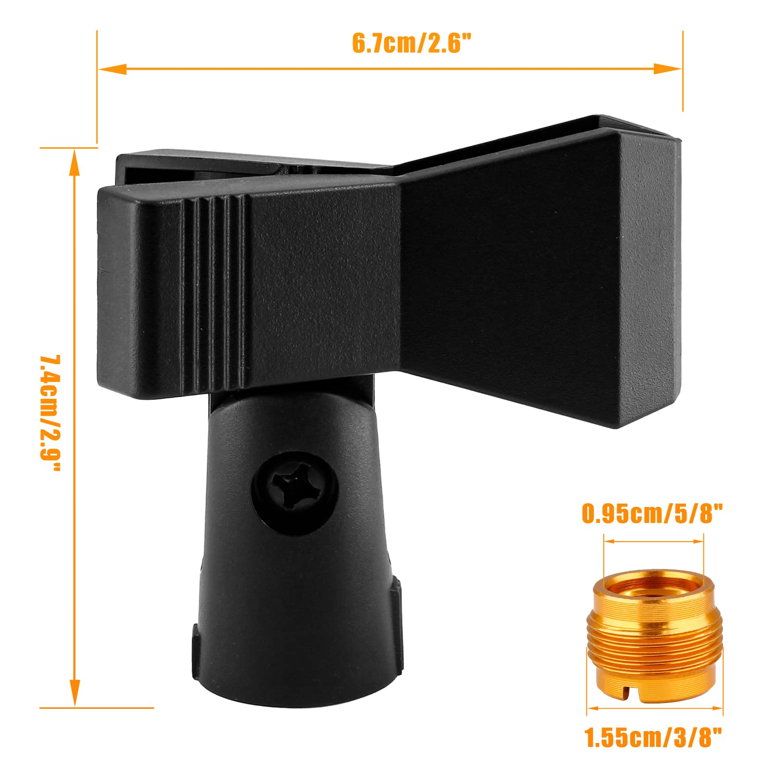 Coufce Universal Microphone Clip Holder, Adjustable Mic Butterfly Clip With Adapter For Mic Stand 5/8 Inch Male To 3/8 Inch Fema