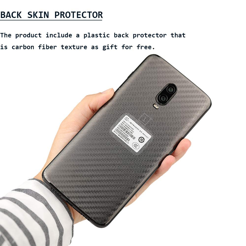 Ibywind Screen Protector For Oneplus 6T,With 2Pcs Tempered Glass,1Pc Backing Carbon Fiber Film [Fingerprint Reader,Easy To Insta