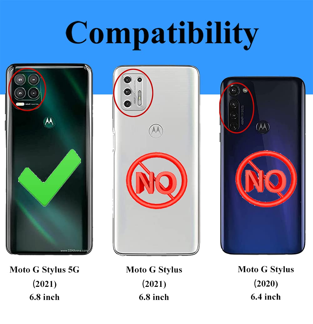 Androgate Compatible With Moto G Stylus 5G Case With Hd Screen Protector, Military Grade Ring Holder Stand Car Mount 16Ft Drop T