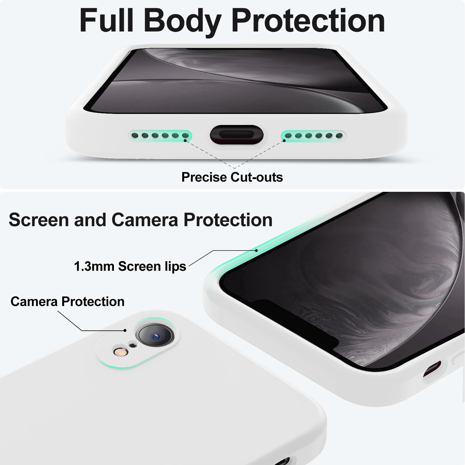 Vooii Compatible With Iphone Xr Case, Upgraded Liquid Silicone With [Flat Edges] [Camera Protection] [Soft Anti Scratch Microfib
