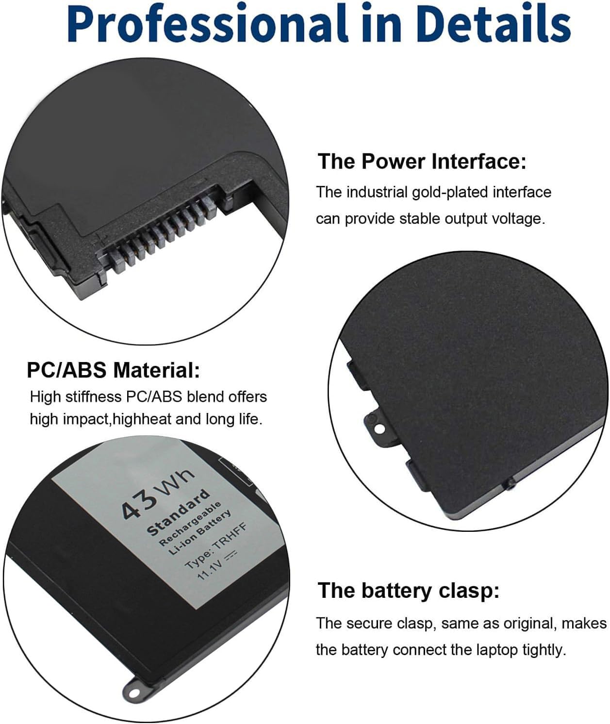 Trhff 01V2F 1V2F6 11.1V 43Wh Battery Compatible With Dell Inspiron 5547 N5447 15 5548 14 15 5000 5445 5447 5448, Latitude 14 345
