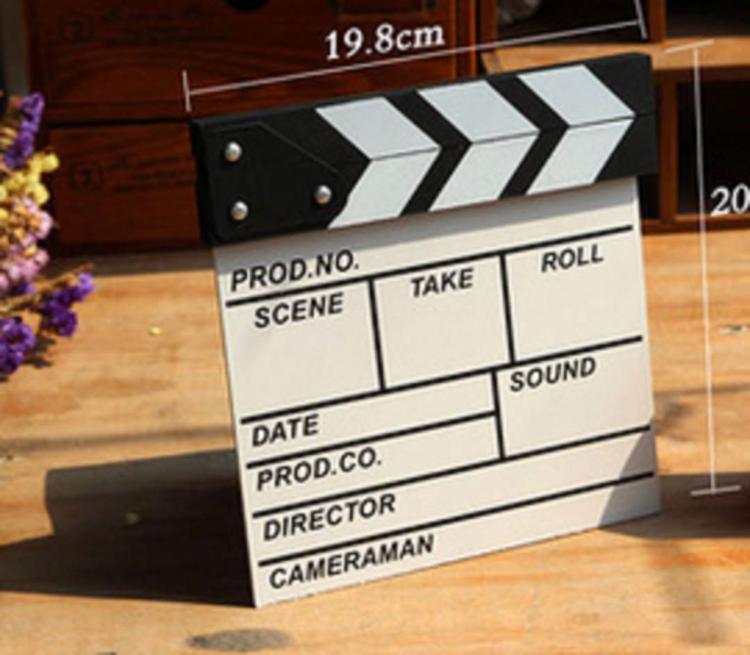 Zmgmsmh Wooden Clapboard Director Film Movie Cut Action Scene Slateboard Clapper Board Slate (Small-White)