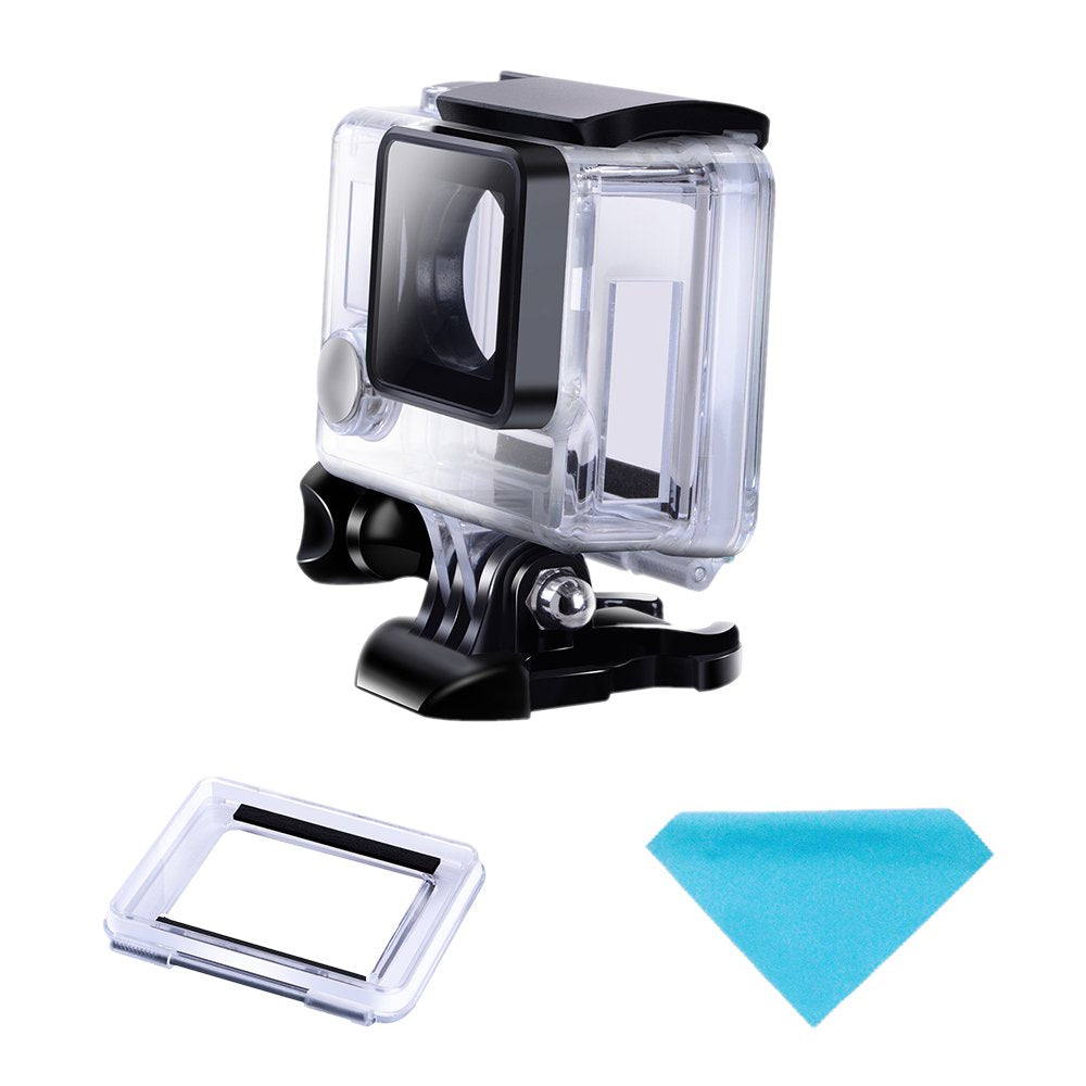 Suptig Protective Case Charging Case Wire Connectable Skeleton Protective Side Open Housing Case Compatible For Gopro Hero 4 Her