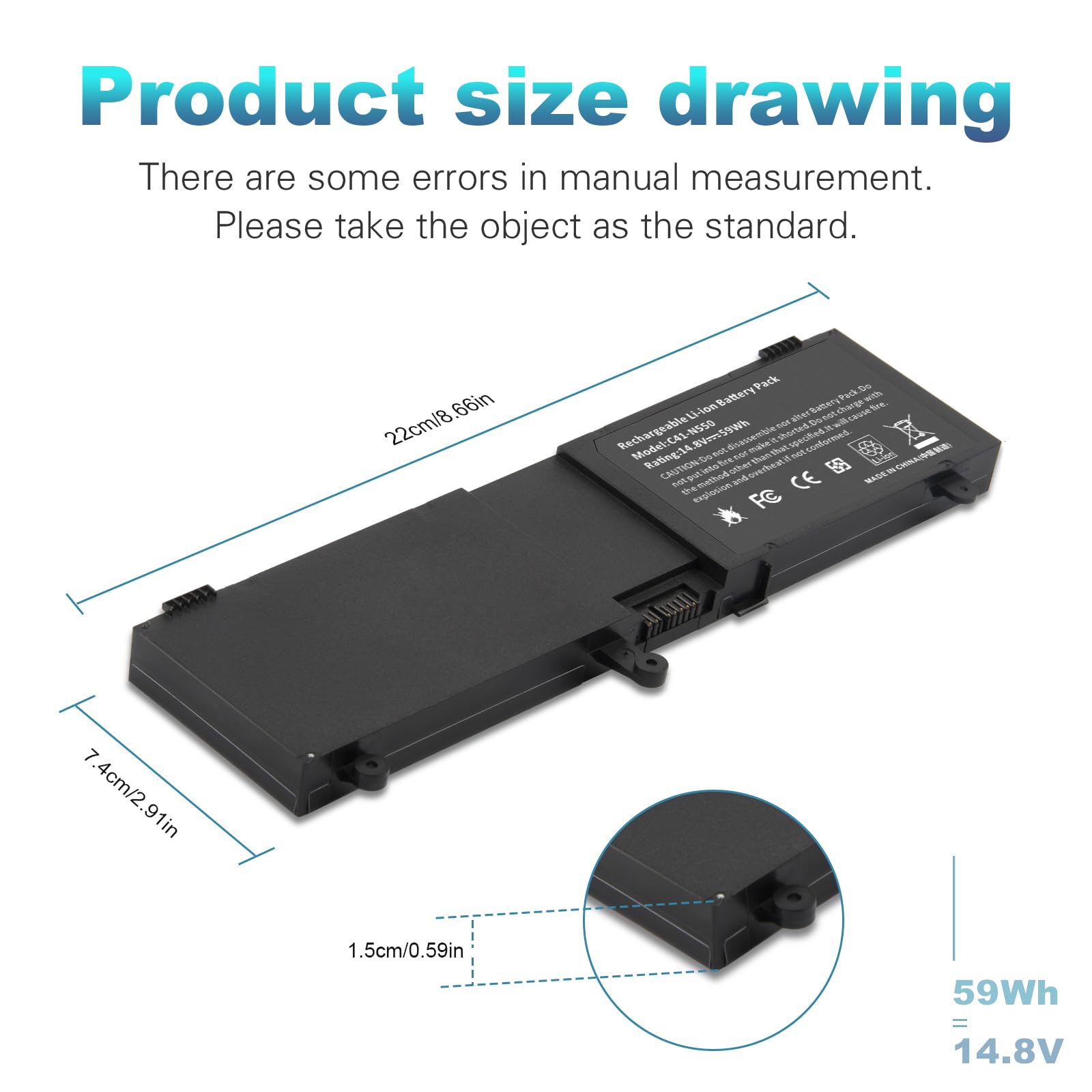 Fancy Buying Co. C41 N550 Laptop Battery For Asus N550 N550J N550Ja N550Jv N550X47Jv N550X47Jv Sl N550Jk N550Jk Ds71T G550 G550J