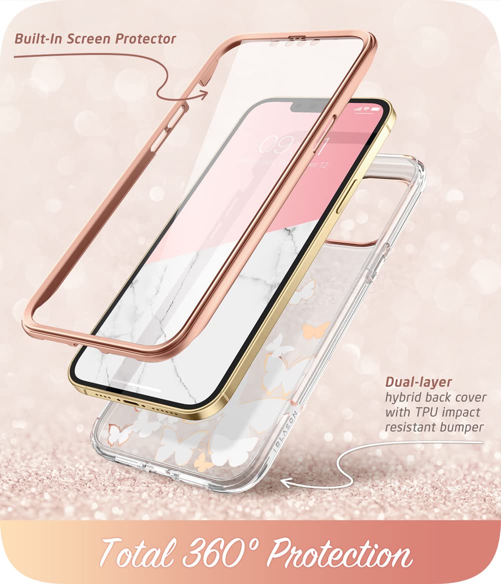 I-Blason Iphone 13 Pro Max Case (2021) 6.7 Inch Case With Built-In Screen Protector [Cosmo Series] Design Pattern Full Body Prot