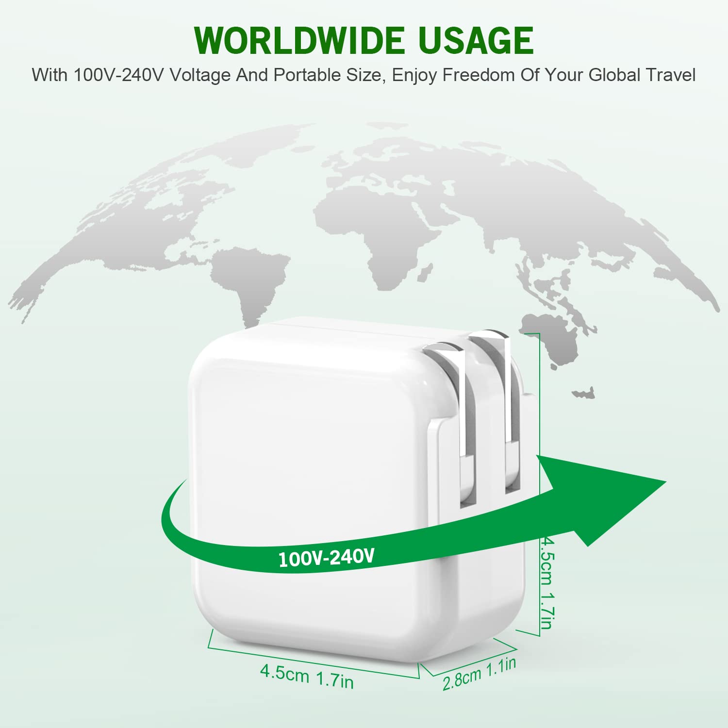 Ipad Charger, [Mfi Certified] 2Pack Long 10Ft Lightning Cord Charger Fast Ipad Charging Foldable Portable Plug Usb Wall Charger Block For Ipad 9Th 8Th Generation,Ipad Mini 5, 4, Air,Pro,Iphone,Airpods