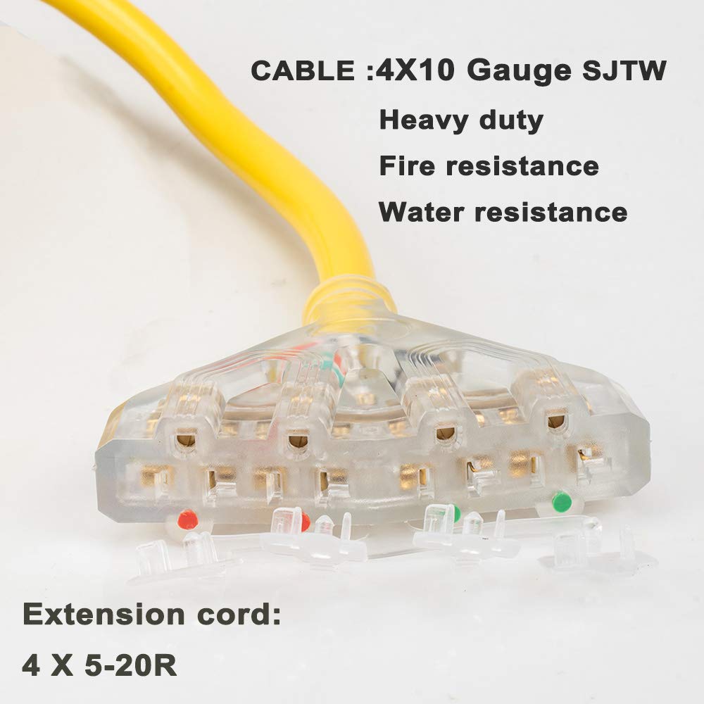 Yodotek Nema 14 50P Rv/Range/Plug To (4) Nema 5 15/20R 20Amp,1.5Ft,Dryer Male Plug Household Adapter Power Cord,Rv Distribution