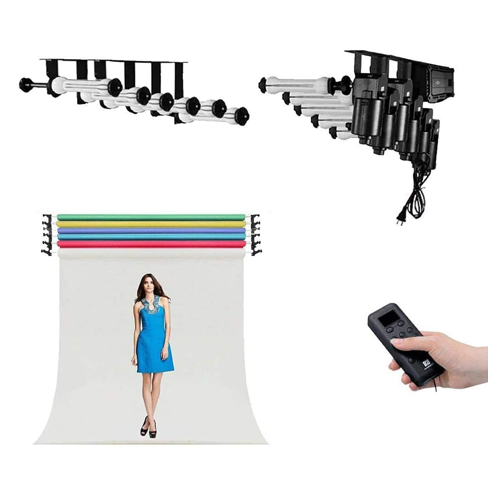 Fotoconic 6 Roller Motorized Electric Wall Ceiling Mount Background Support System With Remote