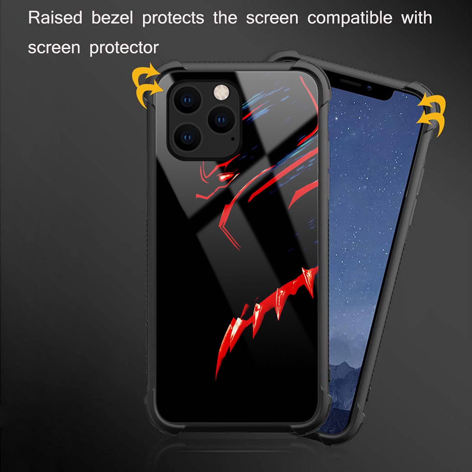 CARLOCA iPhone 13 Mini Case Shockproof Panther Graphic Black Red Polycarbonate