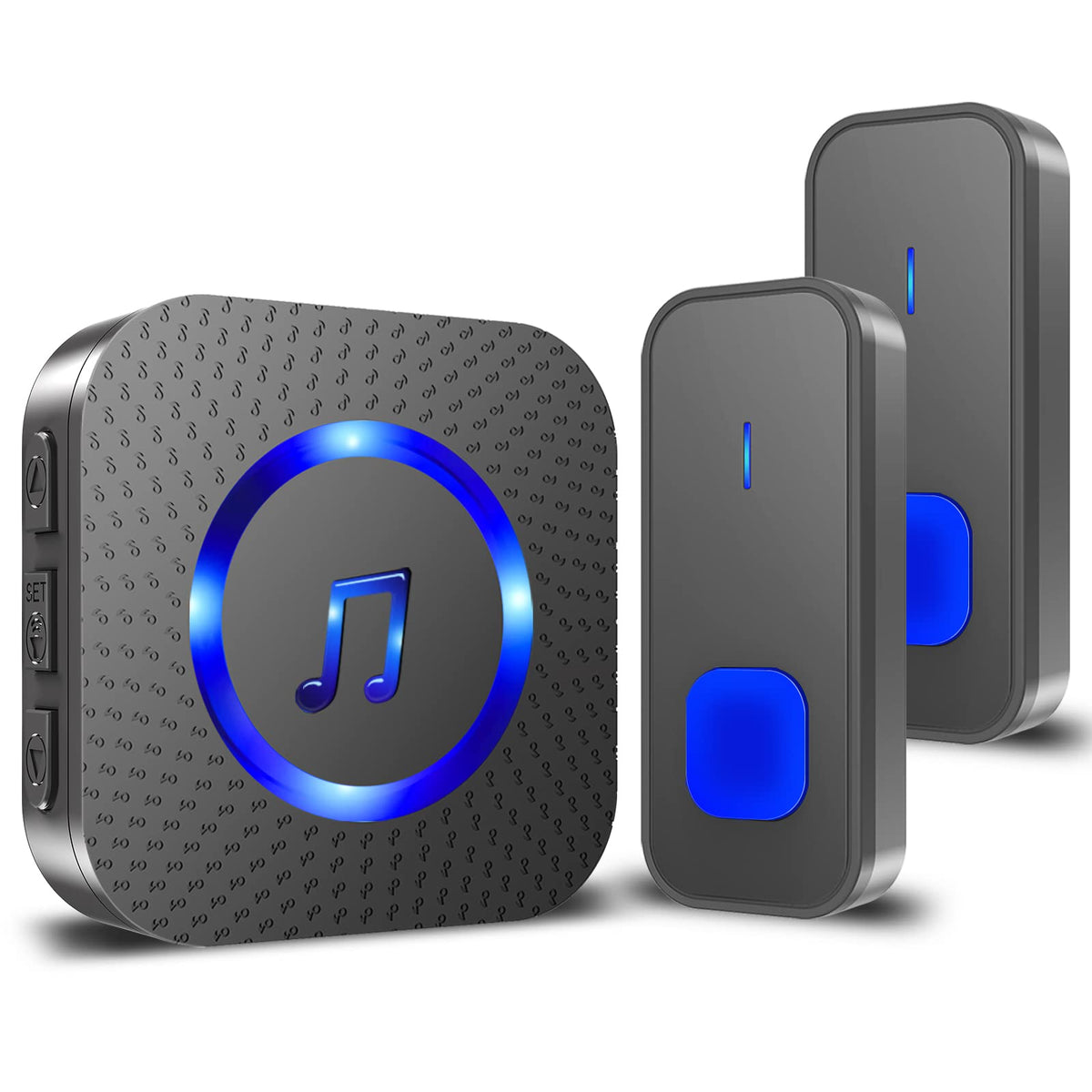 Wireless Doorbell, Waterproof Door Bell Battery Operated At 1300 Ft Kits With 1 Plug In Receiver 2 Push Chime Transmitters Remot