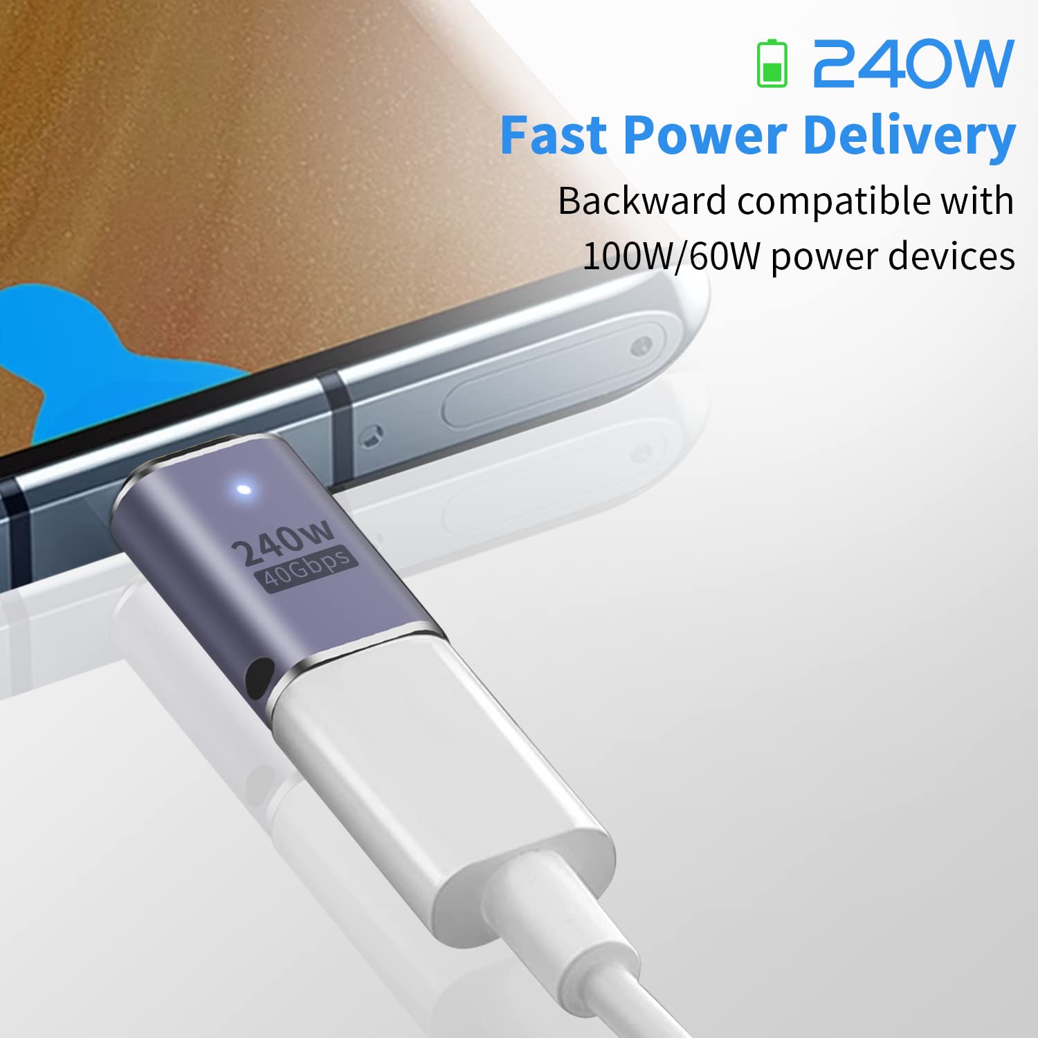 Poyiccot Usb C Extender Adapter 240W, 2Pack Usb Type C Extension Adapter, 40Gbps Usb C Male To Female Adapter 8K Video Display Type C Extender Adapter For Ipad, Imac, Macbook, Thunderbolt.