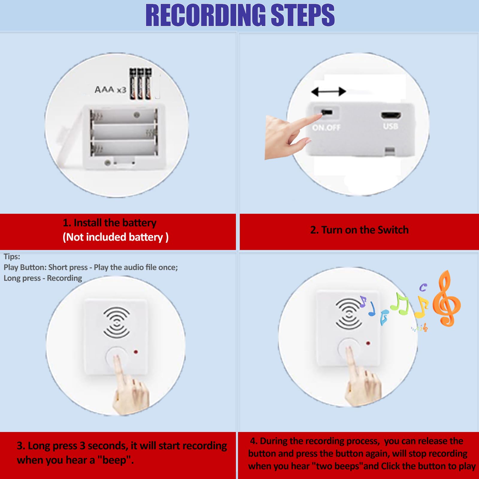 16 Minutes Voice Recorder For Stuffed Animals,Voice Box For Recordable Presents,Recordable Button Sound Box For Crafters,Hobbyis