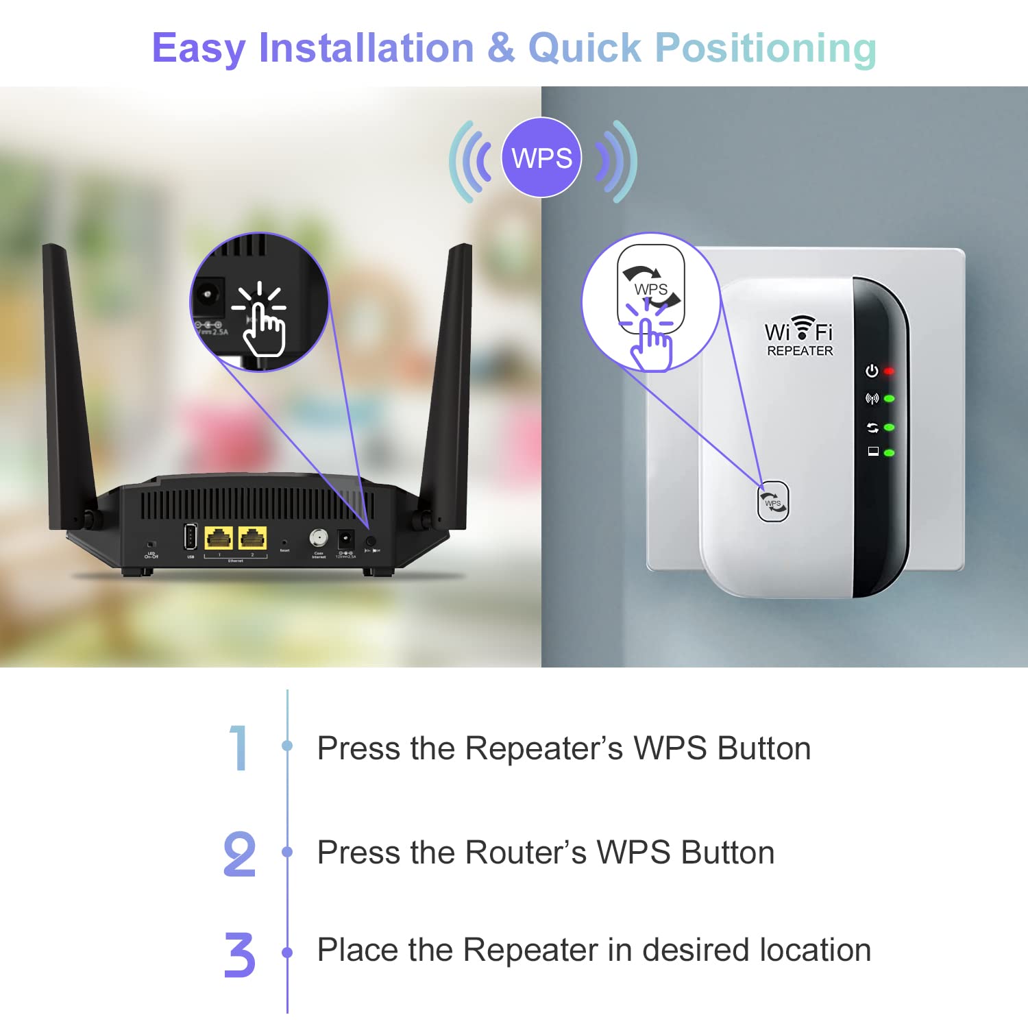 Wifi Extender, Wifi Signal Booster Up To 5000Sq.Ft And 55+ Devices, Wifi Range Extender, Wireless Internet Repeater, Long Range