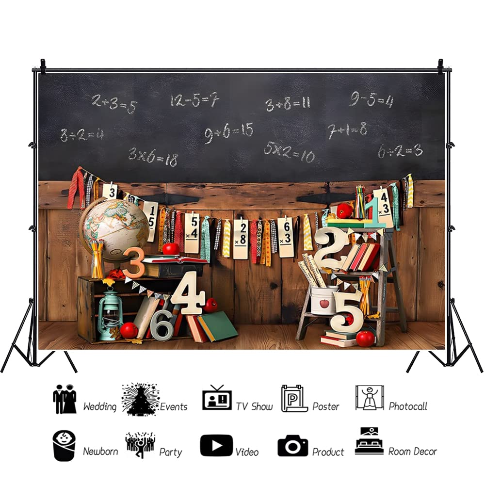 8X6Ft Back To School Backdrop For Photography Vintage Classroom Math Problem On Blackboard Background Classmate Teachers Student