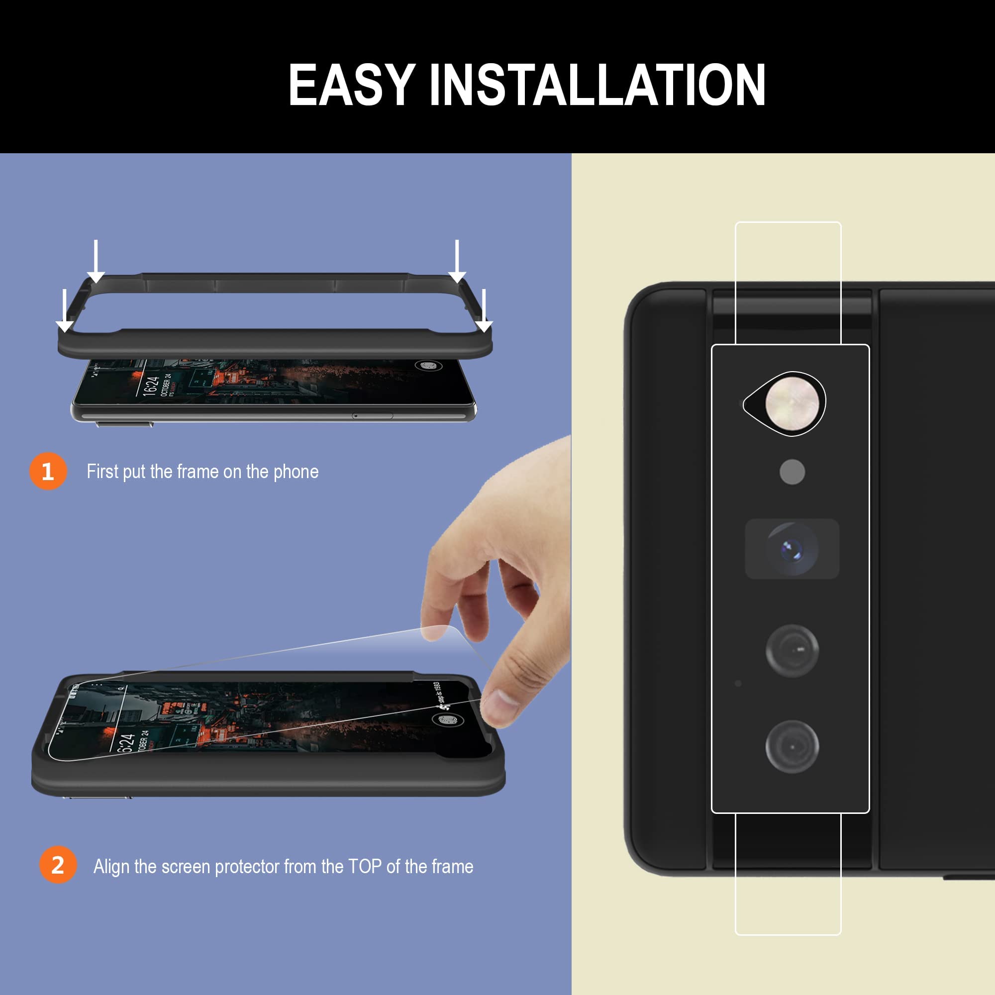 Aacl 2 Pack Tempered Glass For Google Pixel 6 Screen Protector+ 2 Pack Camera Lens Protector, [With Alignment][Fingerprint Unloc