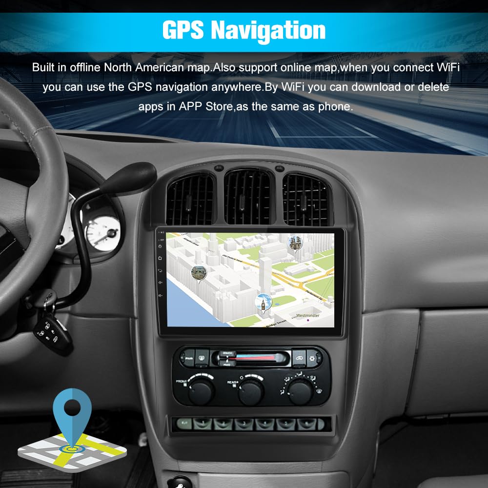 2Gb+64Gb Car Radio Stereo For Dodge Caravan Chrysler Town&Country 2001 2007 Android 13 Carplay Android Auto Bluetooth Dsp With G