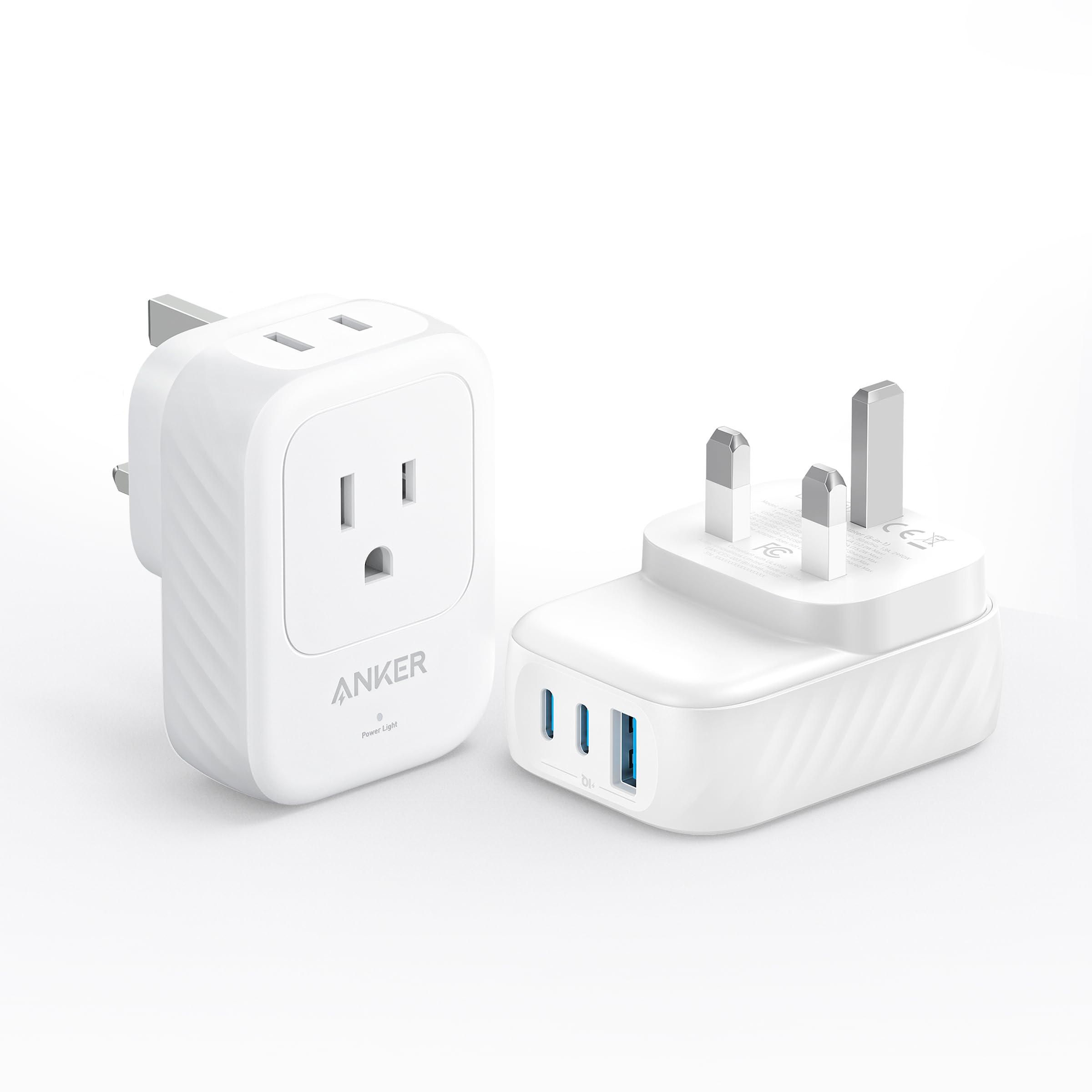 2 Pack Usa International Plug Adapter, Anker Travel Adapter, 15W Max With 2 Ac, 2 Usb C, And 1 Usb A Port, Ideal For Iphone 15,
