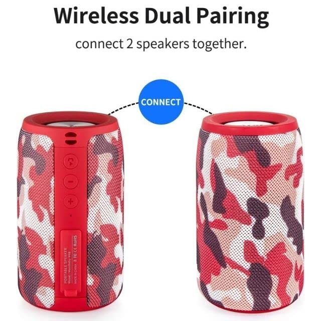 Bluetooth Speaker,Musibaby Speaker,Wireless,Waterproof,Outdoor,Portable Speaker,Dual Pairing,Loud Stereo,Booming Bass,24H Playtime Wireless Speaker For Home,Iphone,Party,Gifts(Camo Red)