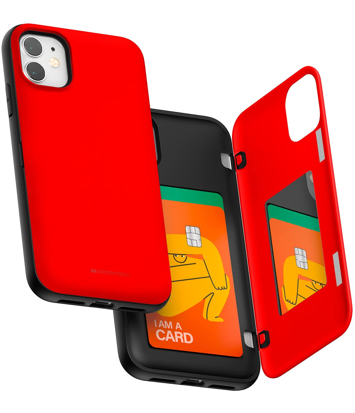 Goospery Iphone 11 Wallet Case With Card Holder, Protective Dual Layer Bumper Phone Case - Red