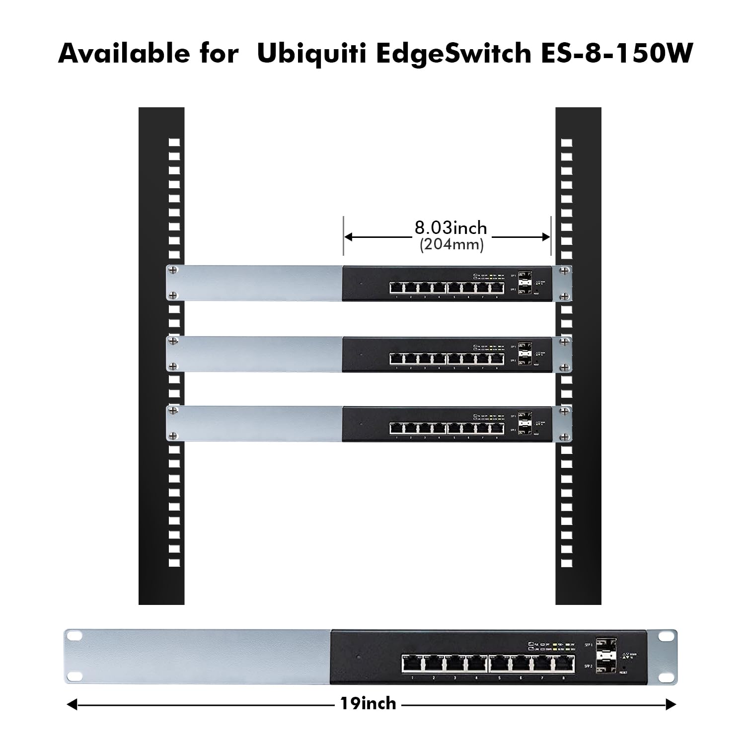 Mokerlink 1U Rack Mount Kit Compatible For Ubiquiti Switches, Rackmount Ears For Edgeswitch Es 8 150W Switch 8 Port And For Us 8