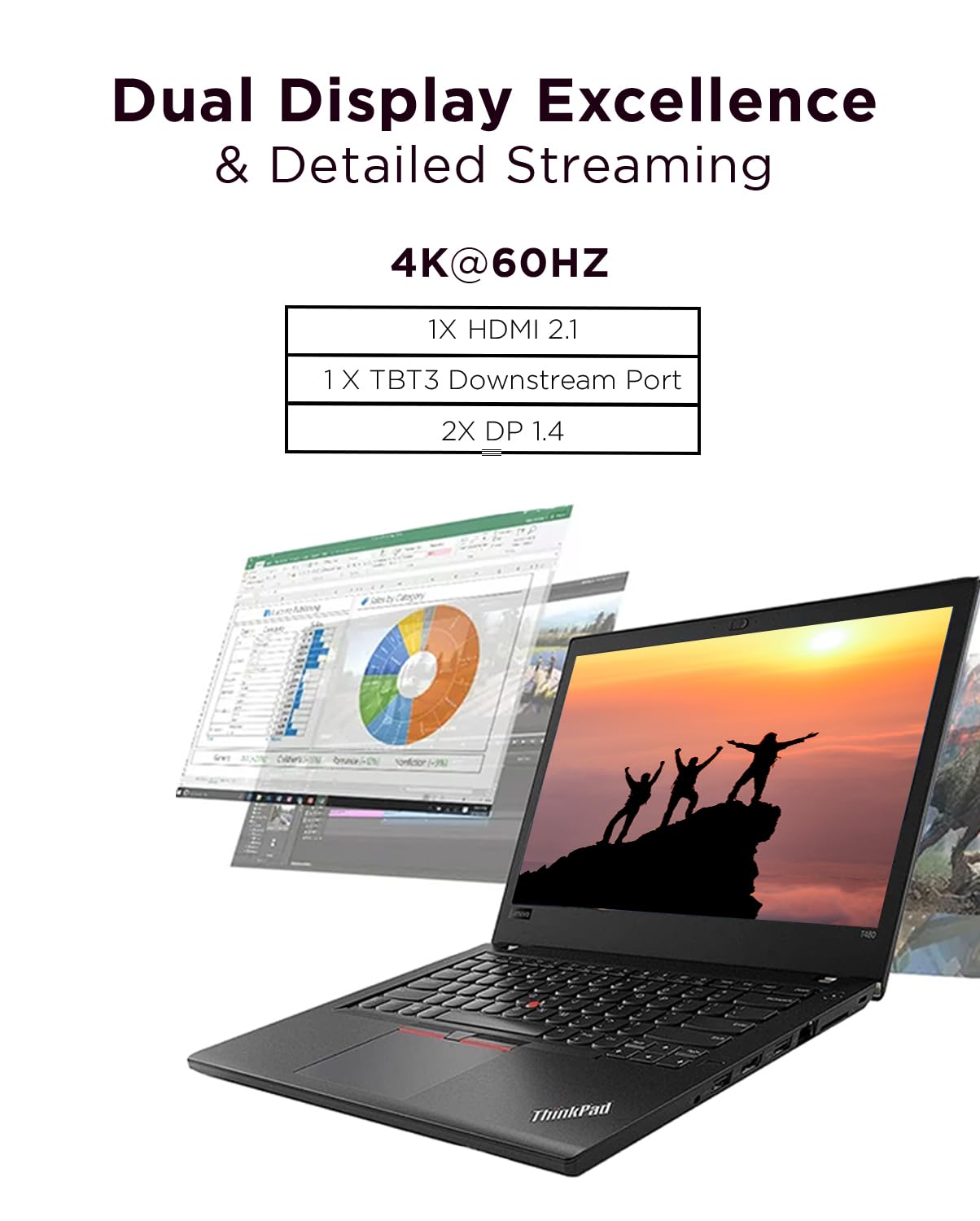 Lenovo 40B00135Us Thunderbolt 4 Thinkpad Universal Dock 8K Display Support Up To 100W Power Delivery