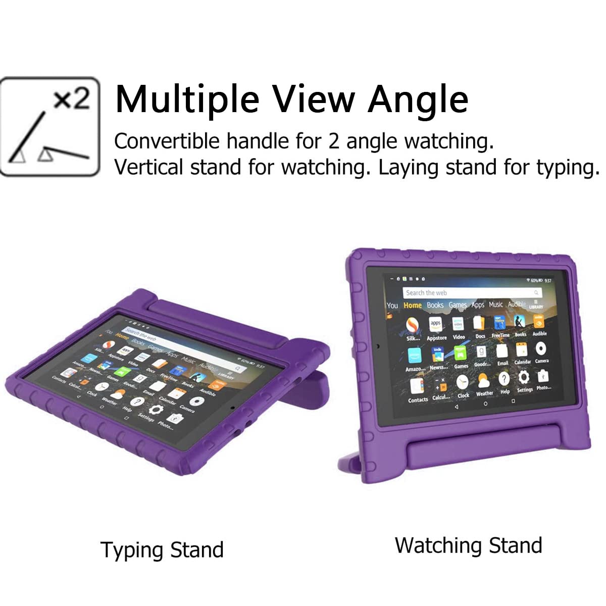 Kids Case For Fire Hd 8 6Th/7Th/8Th Generation (2016/2017/2018 Release) Kids Friendly & Soft Flexible Shockproof Case Lightweigh