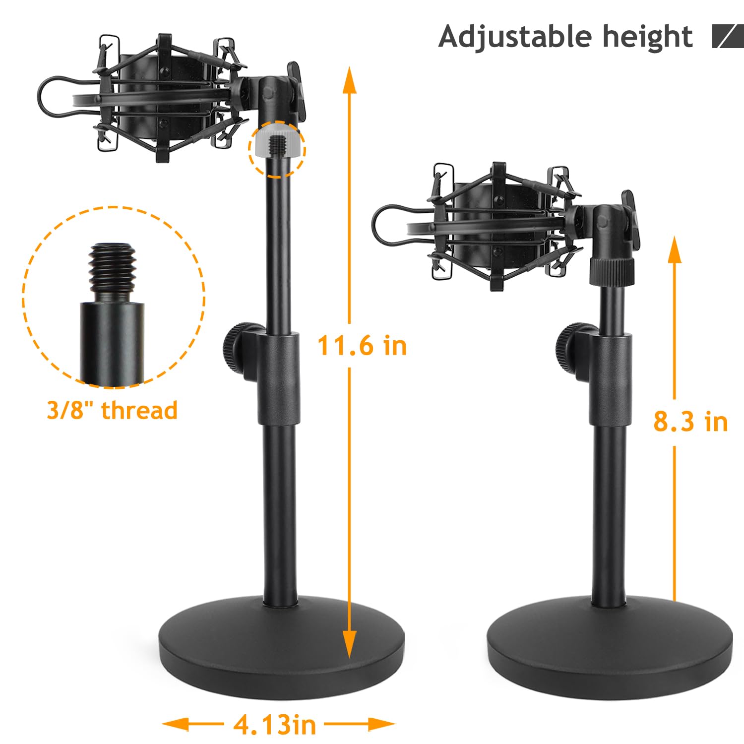 At2020 Desktop Microphone Stand, Adjustable Table Mic Stand With Mic Shock Mount For Audio Technica At2020 At2020Usb+ At2035 Atr