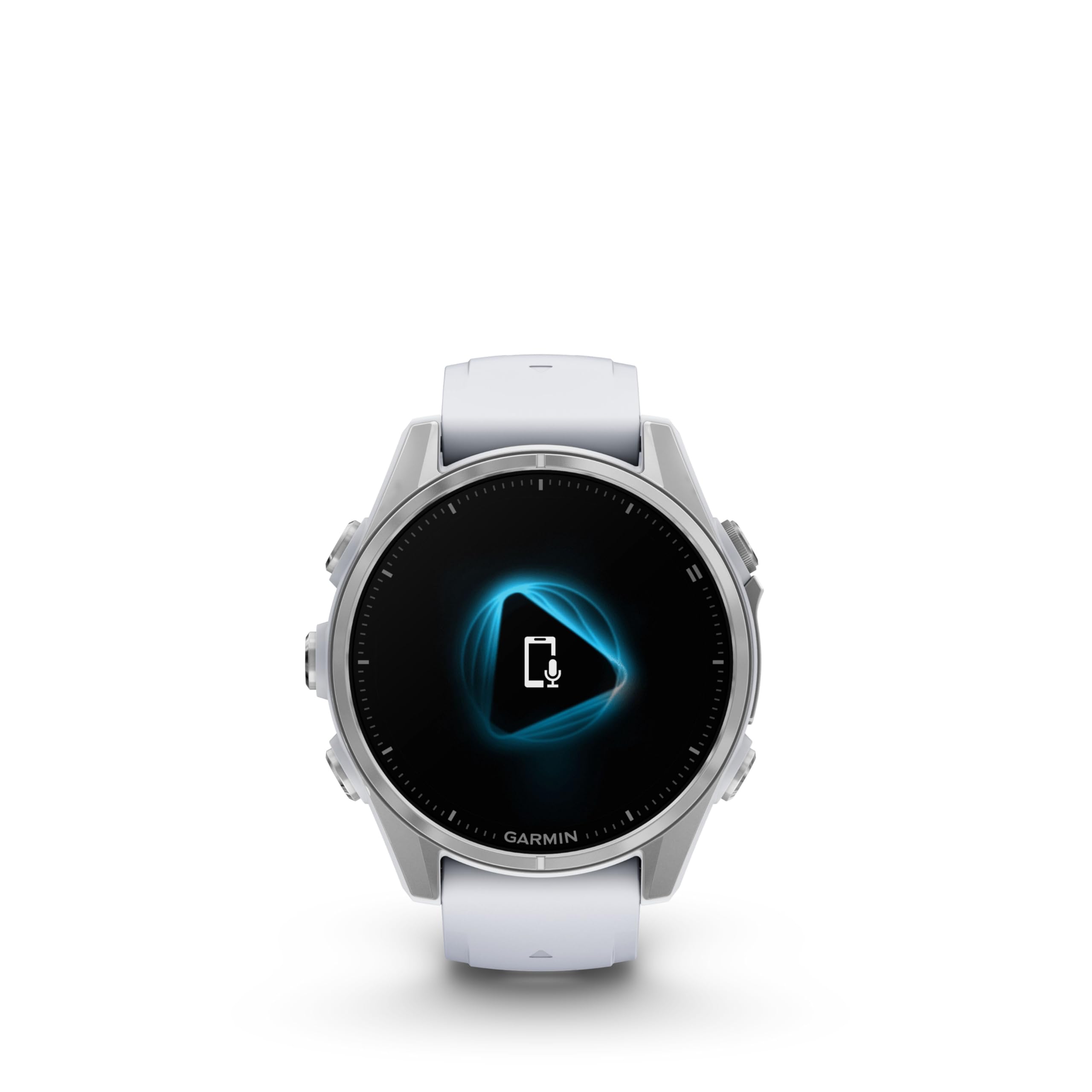 Wearable4U Garmin Fenix 8 - 43 Mm, Amoled Multisport Gps Smartwatch, Silver With Whitestone Silicone Band, Built-In Led Flashlig
