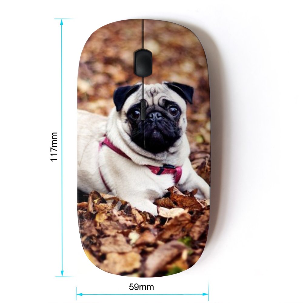 Koolmouse [ Optical 2.4G Wireless Mouse [ Pug Autumn Pet Dog Leaves Nature ]