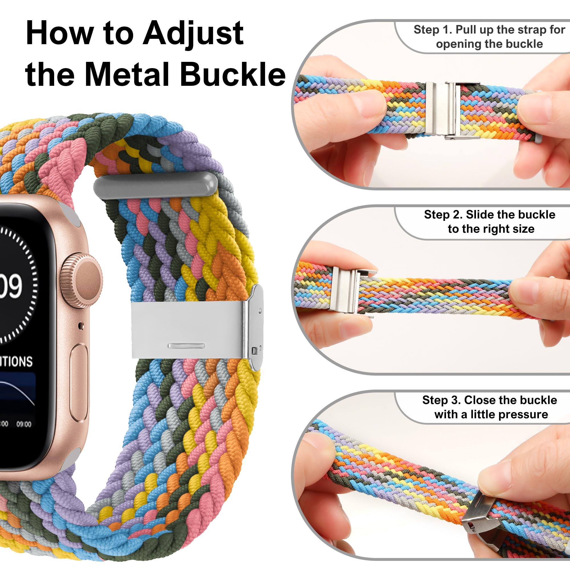 Bagoplus Compatible With Apple Watch Iwatch Bands 49Mm 38Mm 40Mm 41Mm 42Mm 44Mm 45Mm Women Men, Adjustable Braided Solo Loop Str