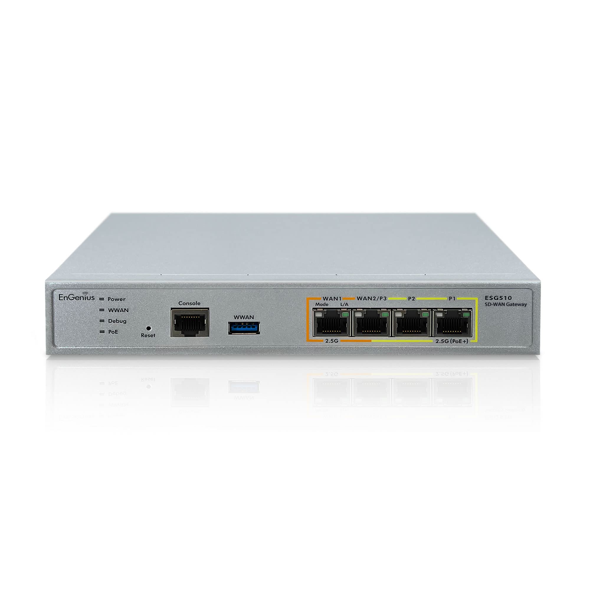 EnGenius Cloud Managed ESG510 1.6 GHz Quad-Core SD-WAN VPN Router with Dual-WAN 2.5 GbE, Dual-LAN 2.5 GbE, Cellular failover, st