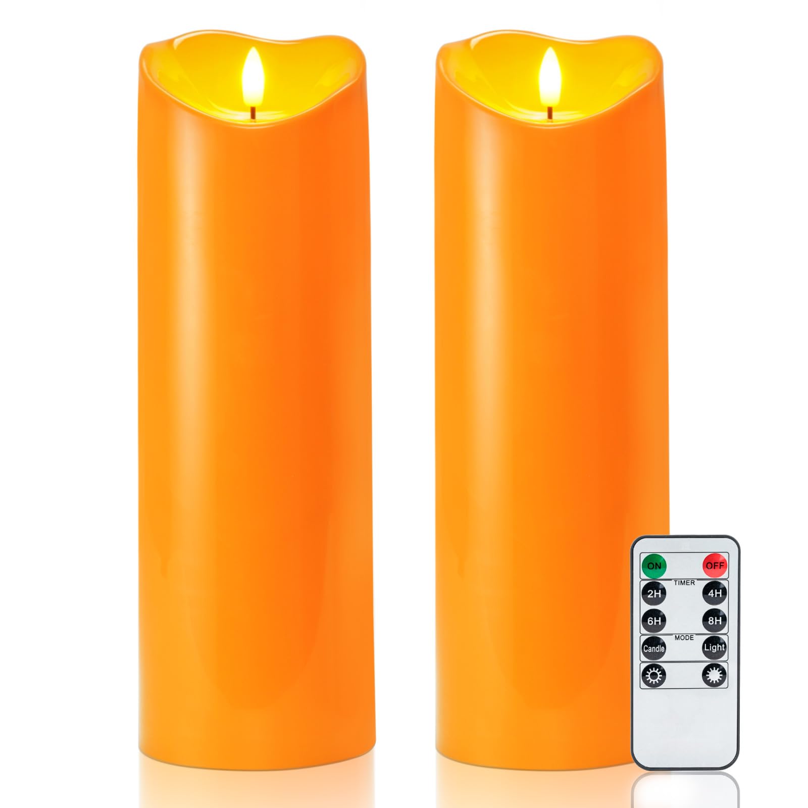 Homemory 4X12 Halloween Orange Flameless Candles, Fall Candles, Outdoor Waterproof Flameless Candles With Remote And Timers, Bat