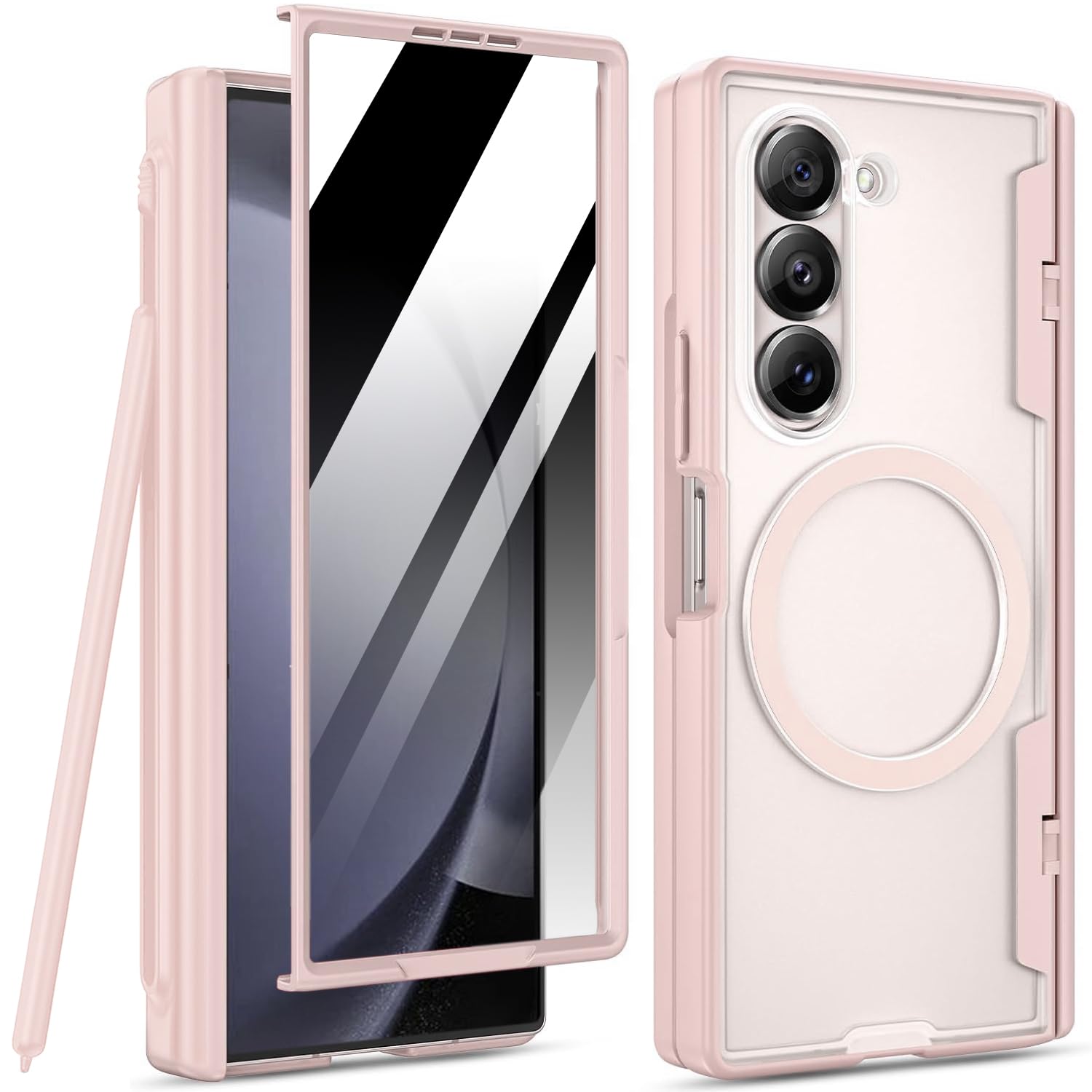 Magnetic For Samsung Galaxy Z Fold 5 Privacy Case,Z Fold5 Phone Case With [Hinge Protection][S Pen Holder][Anti Spy Screen Prote