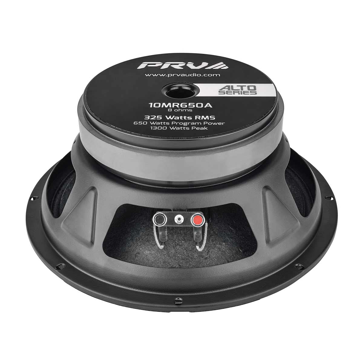 PRV AUDIO 10MR650A 10" Midrange Speaker, 8 Ohm, 650W, Black, Steel Voice Coil, Alto Series