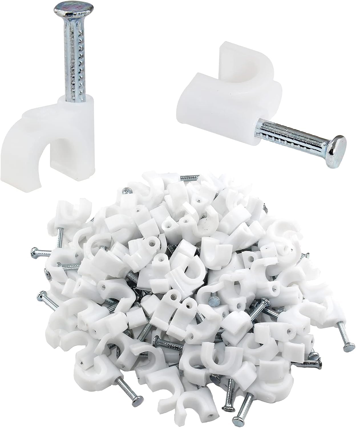 6Mm Cable Clips With Nail (100 Pcs)  Wire Clips For Tv & Home Wiring, Round Cable Holder For Wall Mounting, White Cable Organiz